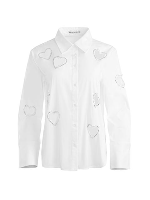 Alice + Olivia FINELY HEART EMBELLISHED BUTTON DOWN