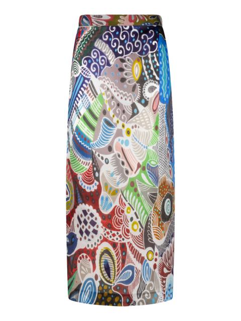 HEIRLOME Irene Patterned Silk Midi Skirt multi
