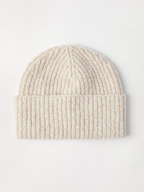 Brunello Cucinelli Virgin wool, silk and cashmere English rib knit chiné beanie