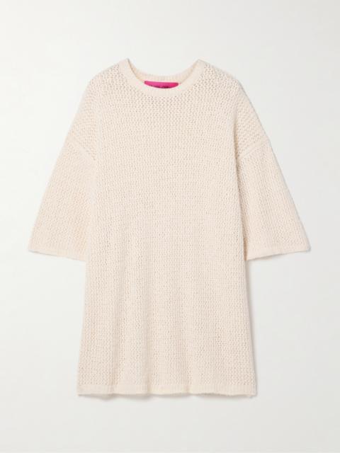 The Elder Statesman Selerino Oversized Open-knit Mulberry Silk T-shirt