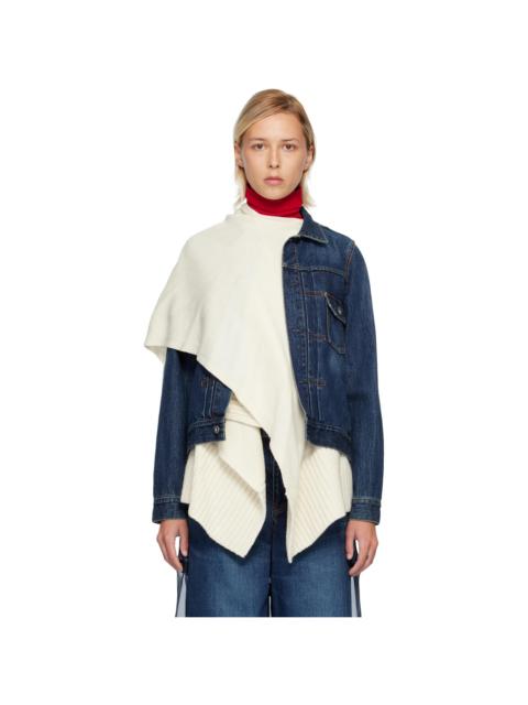 sacai Blue & White Denim & Wool Knit Jacket Set