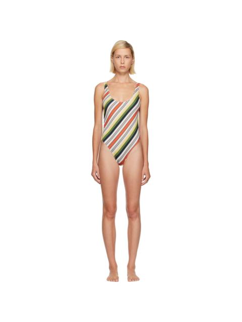 Jean Paul Gaultier Multicolor Printed Retro Stripe Swimsuit
