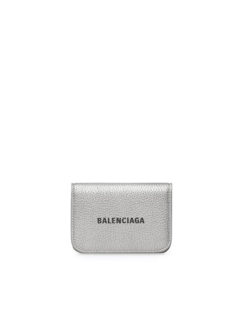 BALENCIAGA logo-print metallic leather wallet