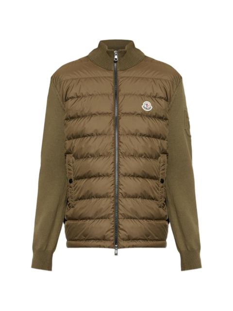 zip-up padded-front cardigan