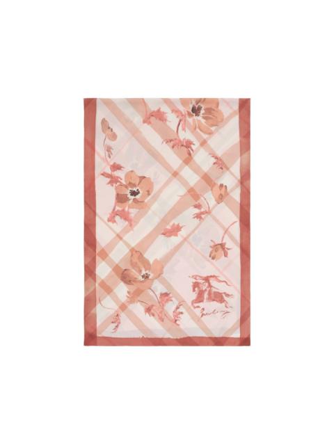 Burberry wide watercolour Check silk scarf
