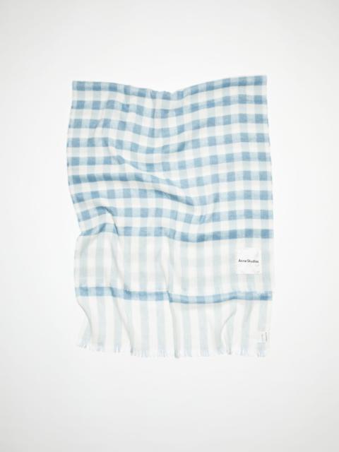 Acne Studios Check cashmere linen scarf - Light blue/ecru white