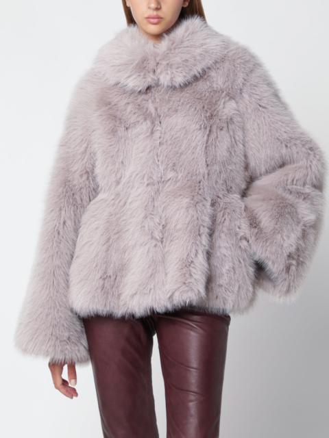 ROTATE Short flared grey faux fur jacket