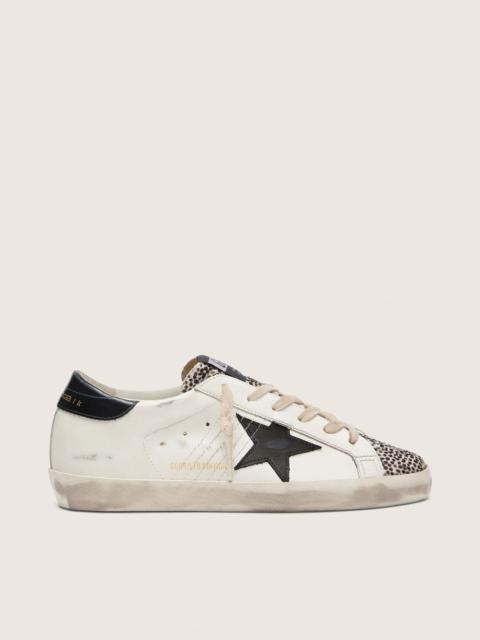 Golden Goose Women's Super-Star LTD in white leather with black star and pony skin details