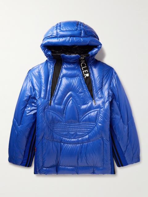 Moncler adidas Originals Chambery Canvas-Trimmed Quilted Glossed-Shell Hooded Down Jacket