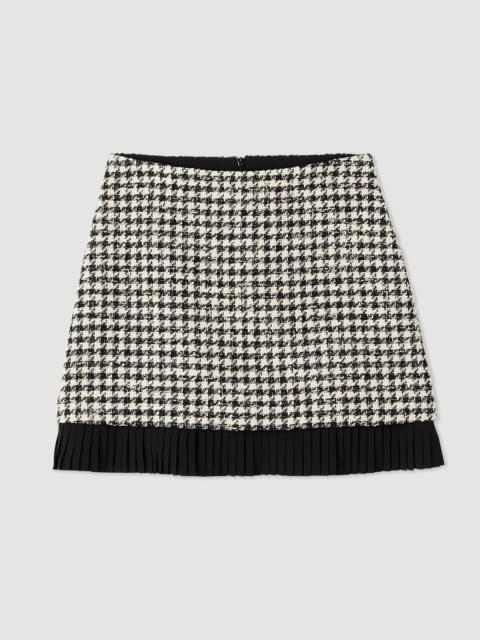 Sandro Short houndstooth tweed skirt
