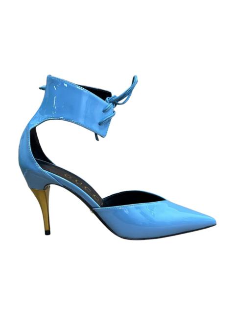 GUCCI Gucci High Heel Pump Patent Leather with Ankle Cuff Blue (Women's)
