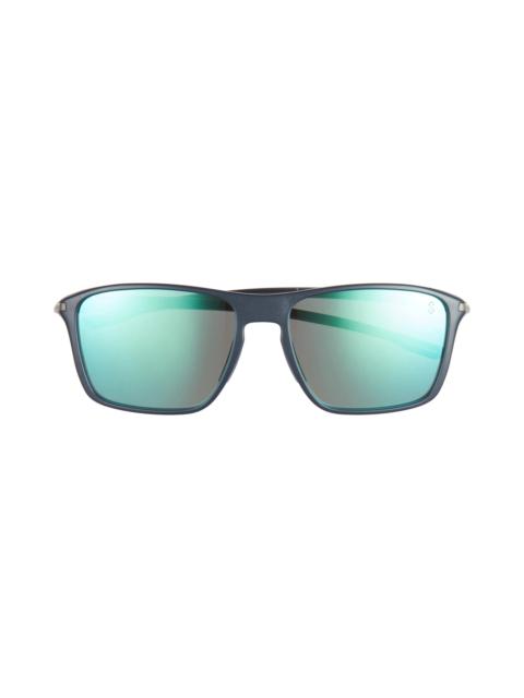 TAG Heuer Vingt Sept 59mm Rectangular Sport Sunglasses in Matte Blue /Green Polarized