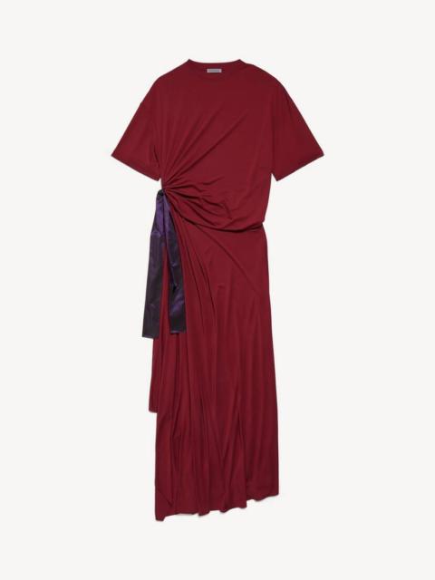 BALENCIAGA Women's Draped T-shirt Dress in Red