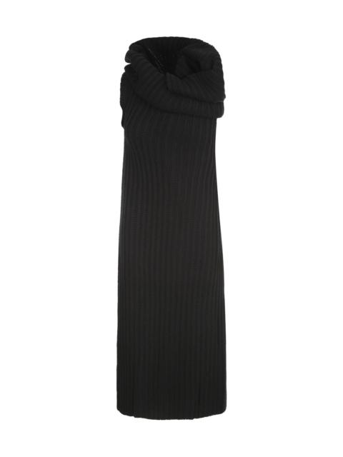 Ann Demeulemeester Kris black long sleeveless alpaca and virgin wool blend top by Ann Demeulemeester. The model is char