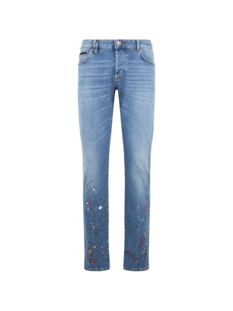 PHILIPP PLEIN paint-splatter-detail straight jeans