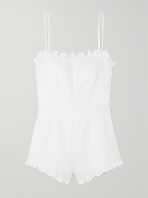 POSSE Florence Ruffled Linen Playsuit