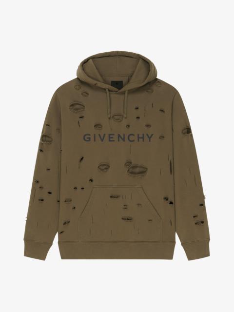 GIVENCHY HOODIE IN FELPA WITH DESTROYED EFFECT