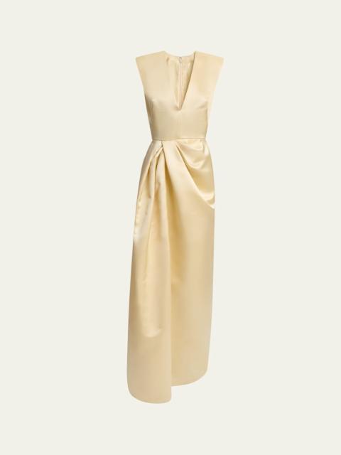 Givenchy Draped Silk Sleeveless Dress with Slit