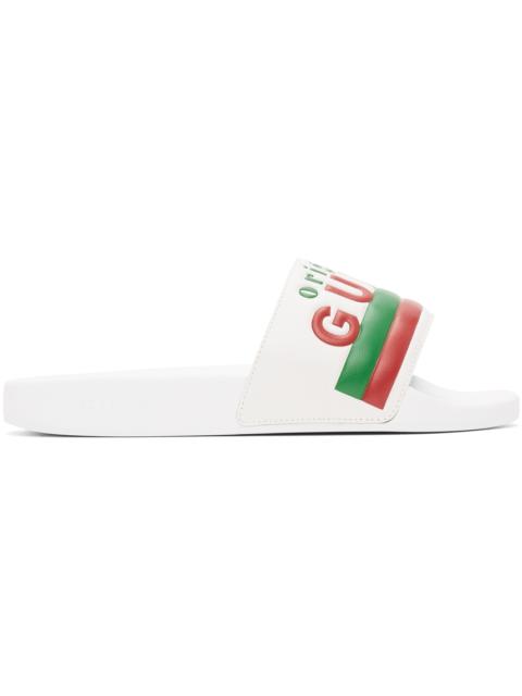 GUCCI White 'Original Gucci' Pool Slides
