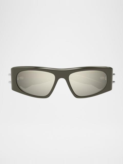 Alexander McQueen Men's AM0471SM Acetate Rectangle Sunglasses
