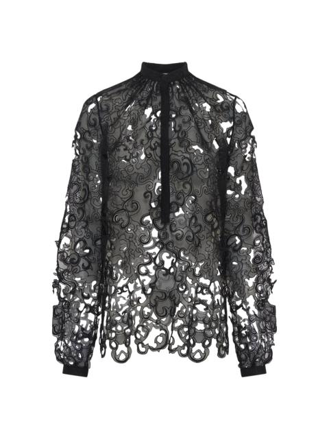 GABRIELA HEARST Dietrich Blouse in Black Silk Organza Lace