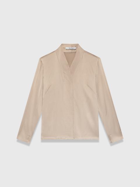 THE FOLD Bowery Stretch Silk Satin Blouse