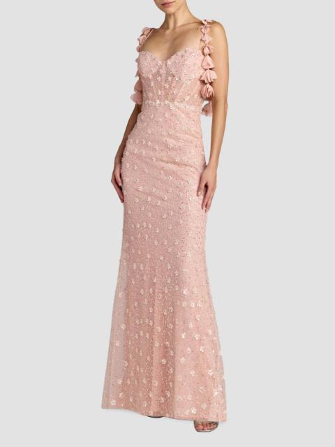 MAC DUGGAL Women's Sequined Floral Column Gown - Rose Gold