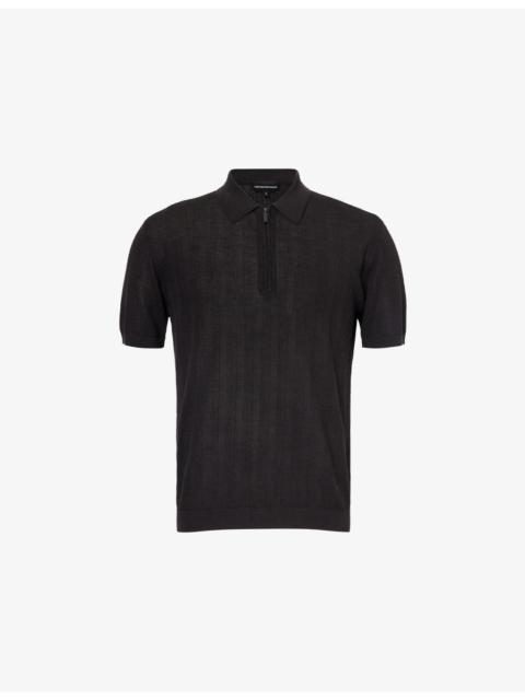 EMPORIO ARMANI Half-Zip Short-Sleeves Cotton-Knit Polo Shirt