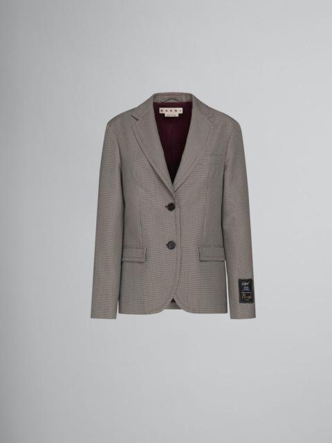 GREY AND RED HOUNDSTOOTH CHECK WOOL JACKET