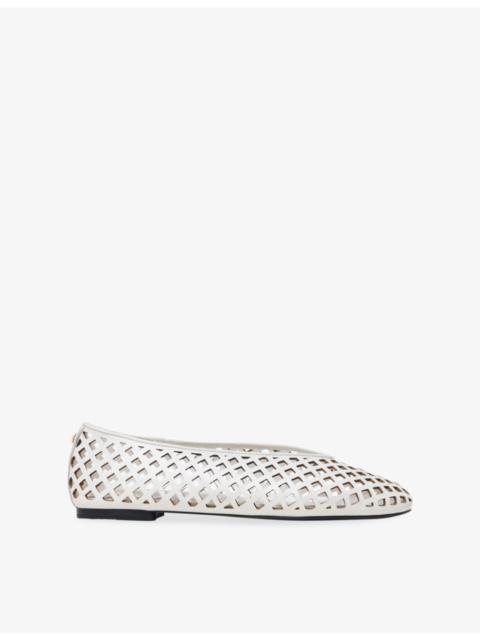 maje Perforated Leather Ballet Flats