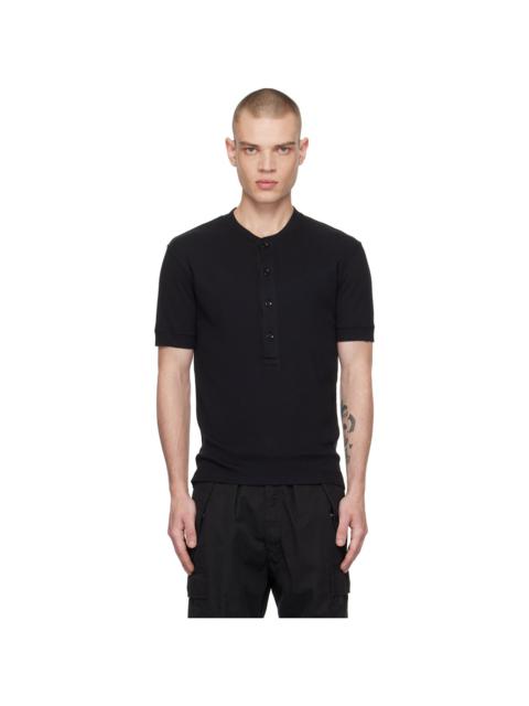 TOM FORD Black Cotton Modal Rib Henley