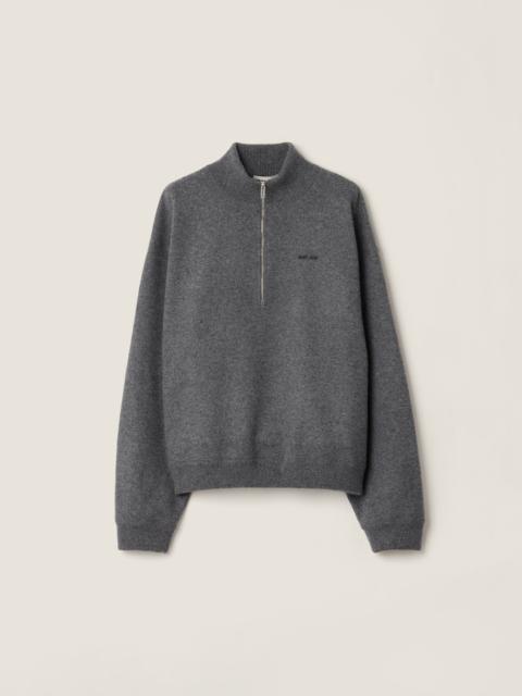 Miu Miu Cashmere and jersey zipper sweater