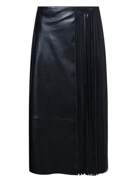 Yves Salomon fringed leather wrap skirt