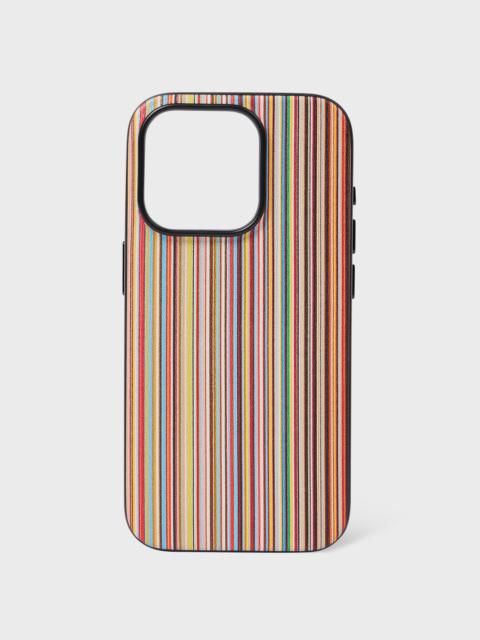 Paul Smith Signature Stripe Leather MagSafe iPhone 15 Pro Case