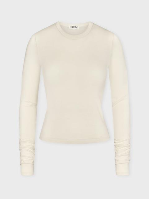 ÉTERNE Top Fitted Crewneck Long Sleeve Cream