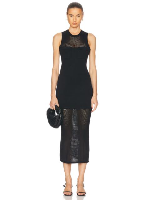 MATTHEW BRUCH Knit Mesh Cargo Tank Midi Dress