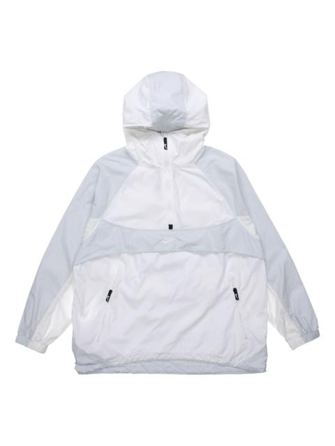 Nike Sportwear Retro Colorblock Loose Half Zipper hooded Pullover Woven Jacket White BV5386-100