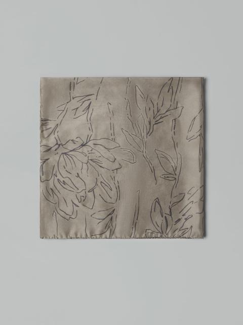 Brunello Cucinelli Silk magnolia print pongée foulard