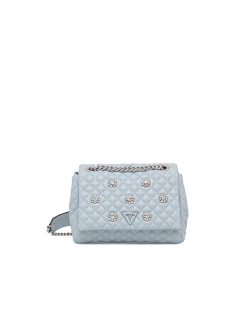 GUESS USA mini Everlee quilted floral-appliqué shoulder bag