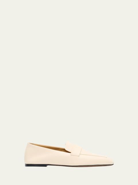 The Row Leather Square-Toe Loafers