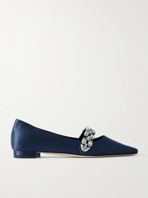 Manolo Blahnik Tamolflat 10 Crystal-embellished Satin Point-toe Flats