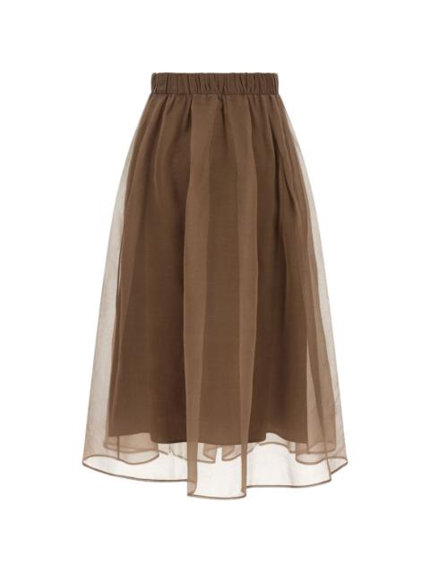 Brunello Cucinelli Circle pleated silk midi skirt