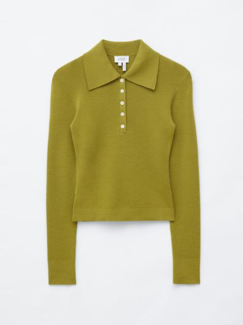 & Other Stories Rib-Knit Merino Polo Top