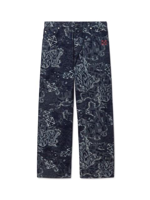Off-White Blue Camo Jacquard Straight Jeans