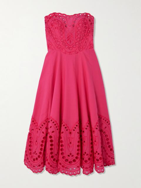 Charo Ruiz Marlin Broderie Anglaise Cotton-blend Midi Dress