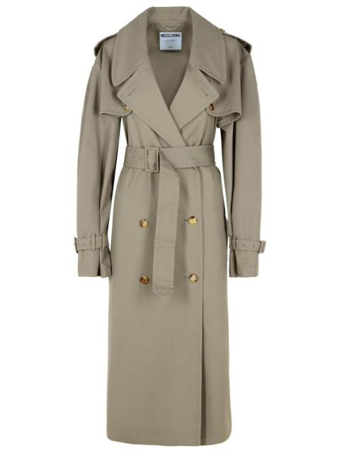 コート MOSCHINO Women Trench Coats V0601 05130082 Beige Moschino Moschino Beige Cotton Blend Trench Coat Women