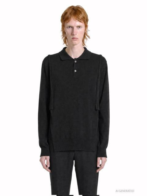 Comme des Garçons Homme Plus Cut-out Wool Knit Polo