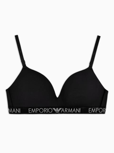 EMPORIO ARMANI ASV Iconic organic-cotton, padded triangle bra with logo underband