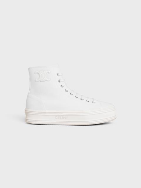 CELINE JANE MID LACE-UP SNEAKER in CANVAS AND CALFSKIN