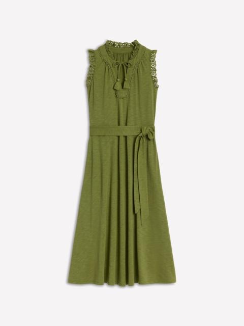 BODEN Aria Broderie Trim Midi Dress-Deep Olive